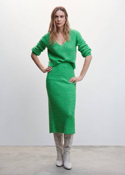 Openwork knit sweater green - Woman - XL - MANGO | MANGO (UK)