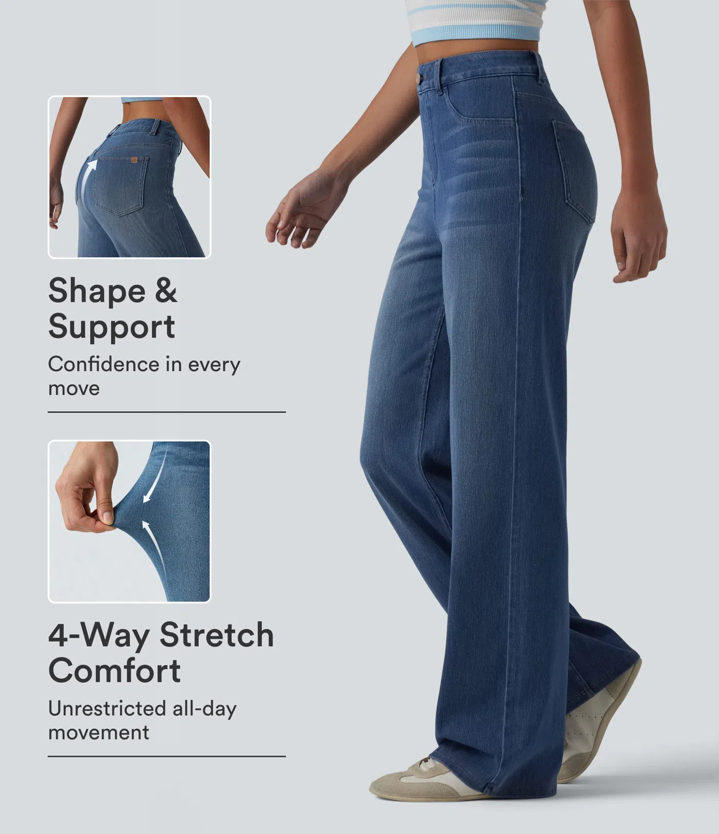 Halara Flex™ High Waisted Sculpted Lift Design Straight Leg Casual Jeans with Pockets | HALARA