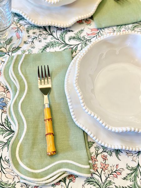 Scalloped napkins (free shipping!) melamine plates ruffle dinnerware summer entertaining sage green table setting summer tablescape

#LTKSaleAlert #LTKHome #LTKFindsUnder50