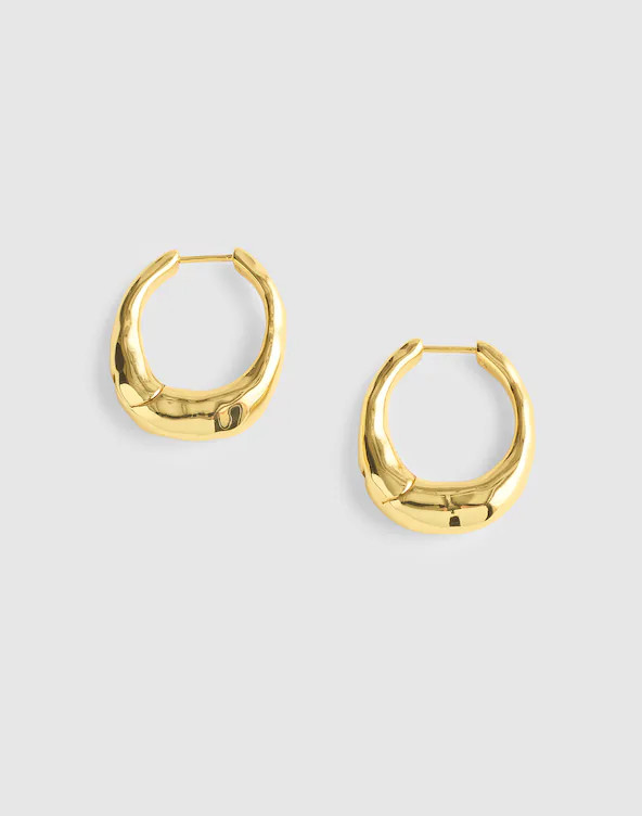 Hammered Puffy Medium Hoop Earrings | Madewell