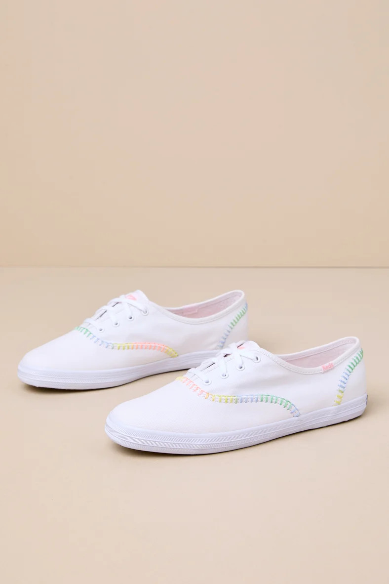 Champion White Canvas Whipstitch Lace-Up Sneakers | Lulus