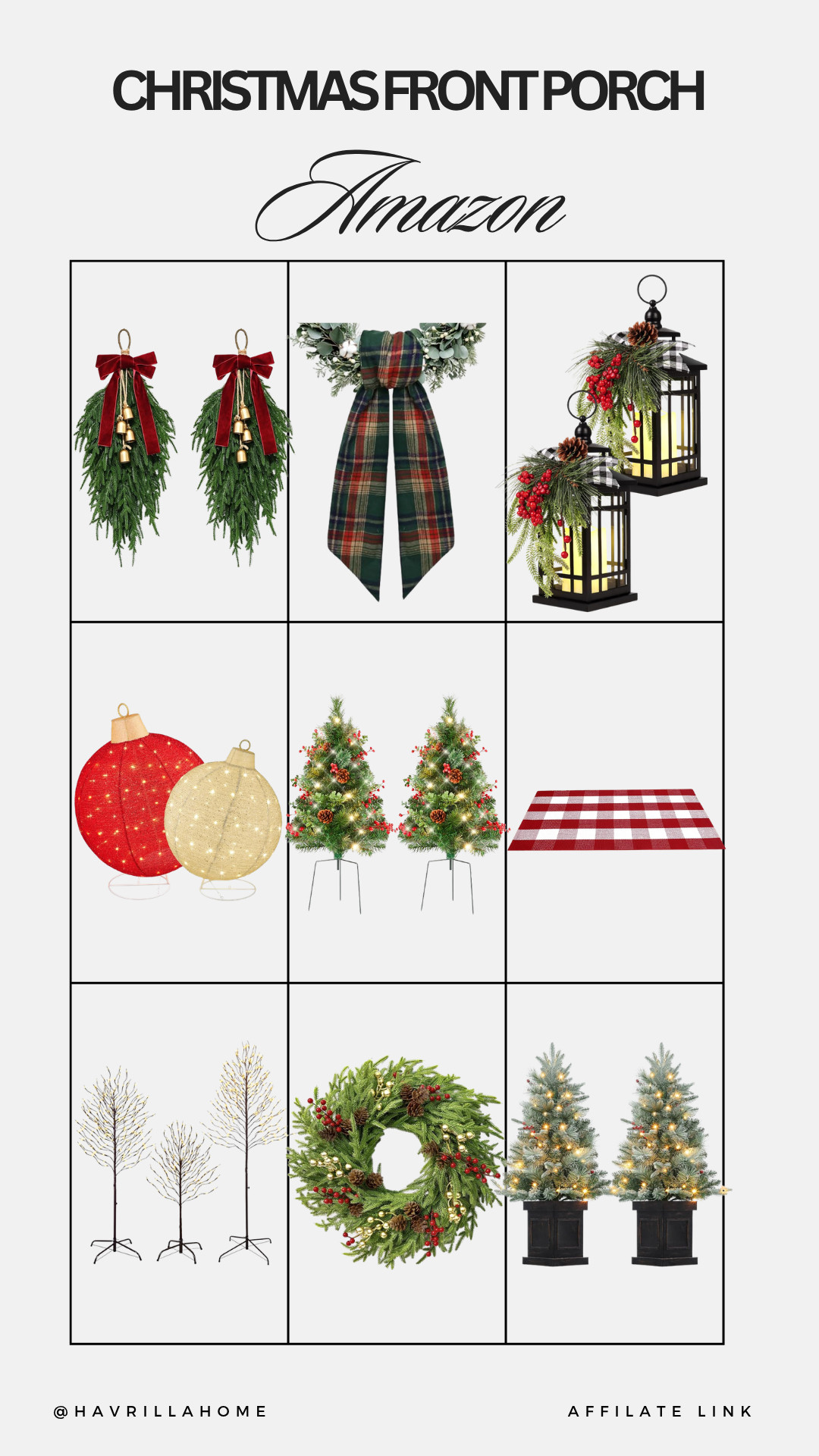 Amazon Christmas Front Porch: Amazon Christmas porch decor, Christmas front porch ideas, outdoor Christmas decorations, traditional Christmas porch, Christmas door swag, plaid Christmas bow, outdoor Christmas lanterns, lighted outdoor ornaments, mini Christmas trees, outdoor Christmas wreath, Christmas porch trees, red and green Christmas decor, classic holiday porch, Christmas entryway decor, Amazon holiday decor, festive front porch, Christmas curb appeal

#LTKSeasonal #LTKHome