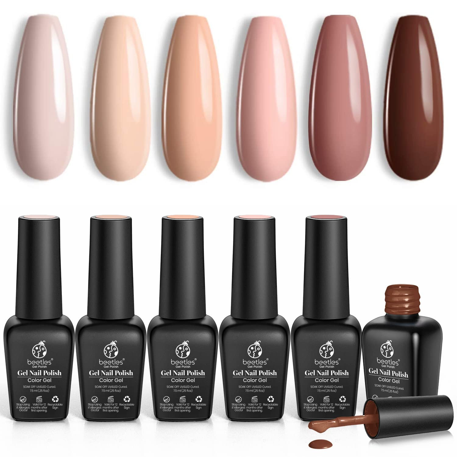 Beetles Gel Polish Kit- 6 Colors Popular Nude Gel Polish Set All Seasons Skin Tones Pink Brown Ne... | Amazon (US)