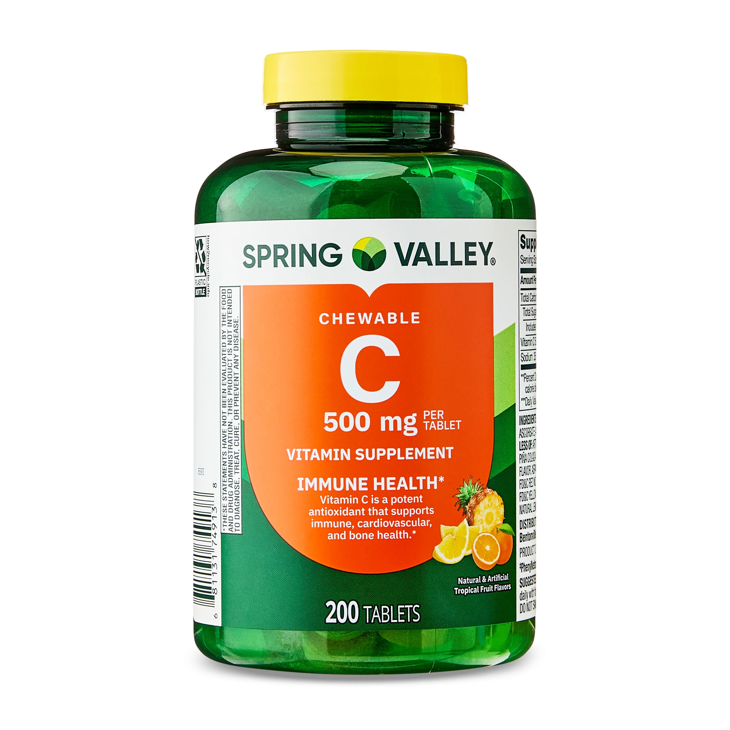 Spring Valley Vitamin C Dietary Supplement, Tropical Fruit, 500 mg, 200 Count, Chewable Tablets f... | Walmart (US)