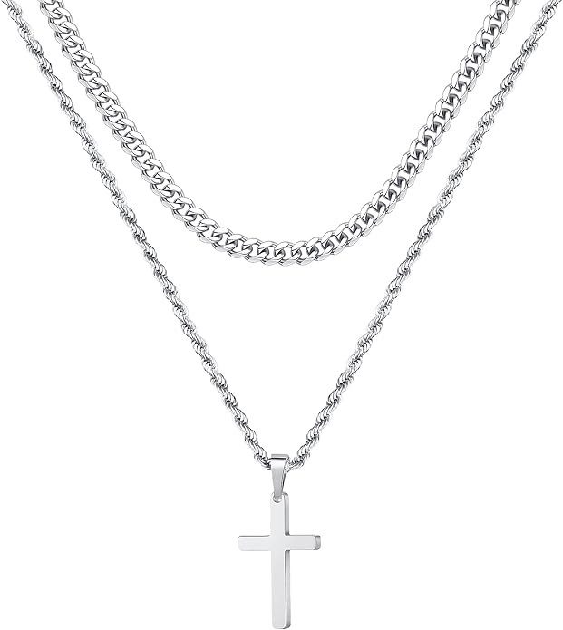 Yooblue Cross Necklace for Men, Gold Black Silver Mens Cross Necklaces Stainless Steel Cross Pend... | Amazon (US)