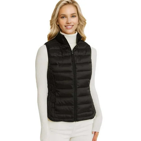Love Tree Women s Juniors Cropped Packable Travel Puffer Vest (Black Medium) | Walmart (US)