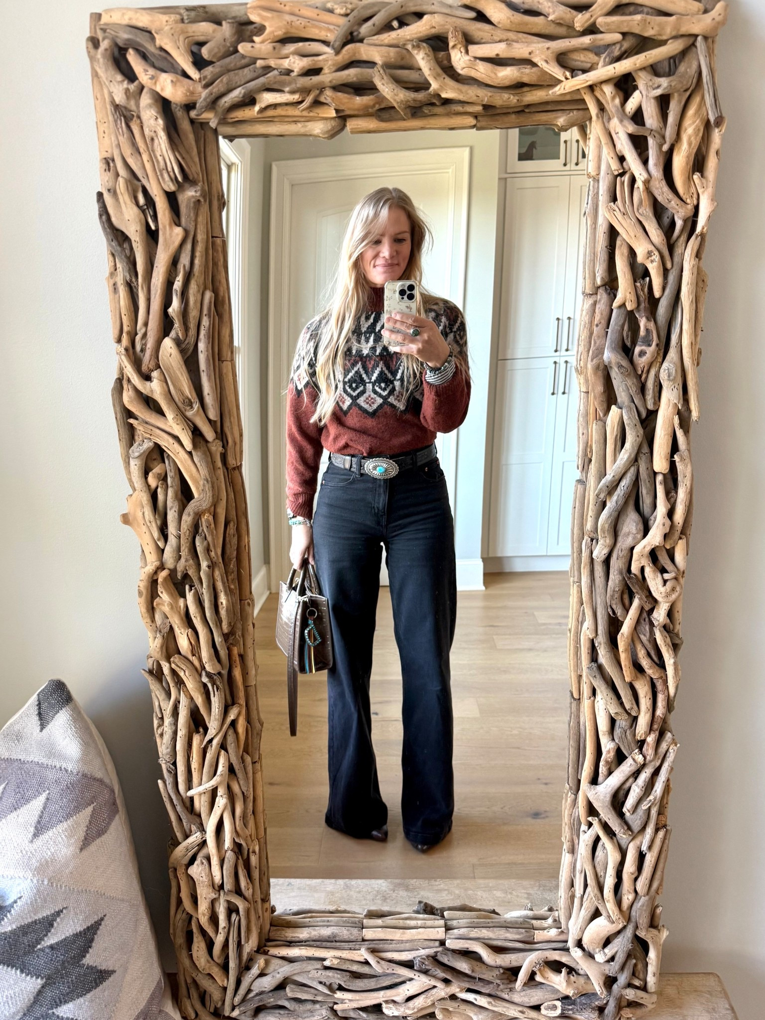 Winter western

Size reference 5’ 9” 140 lbs

Brown sweater - small
(Old JCPenney)

Wide leg jeans - 27/4 tall




Western chic. Everyday western outfit. Black jeans outfit.  Classic style. Belt buckle outfit. 

#LTKOver40 #LTKTall #LTKSaleAlert