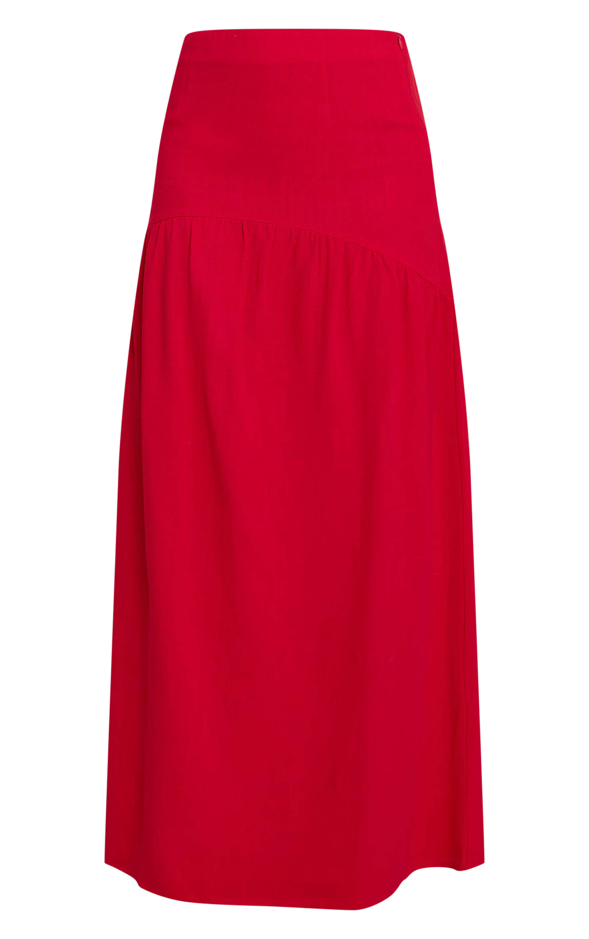 Tomato Red Seam Detail Floaty Linen Maxi Skirt | PrettyLittleThing US