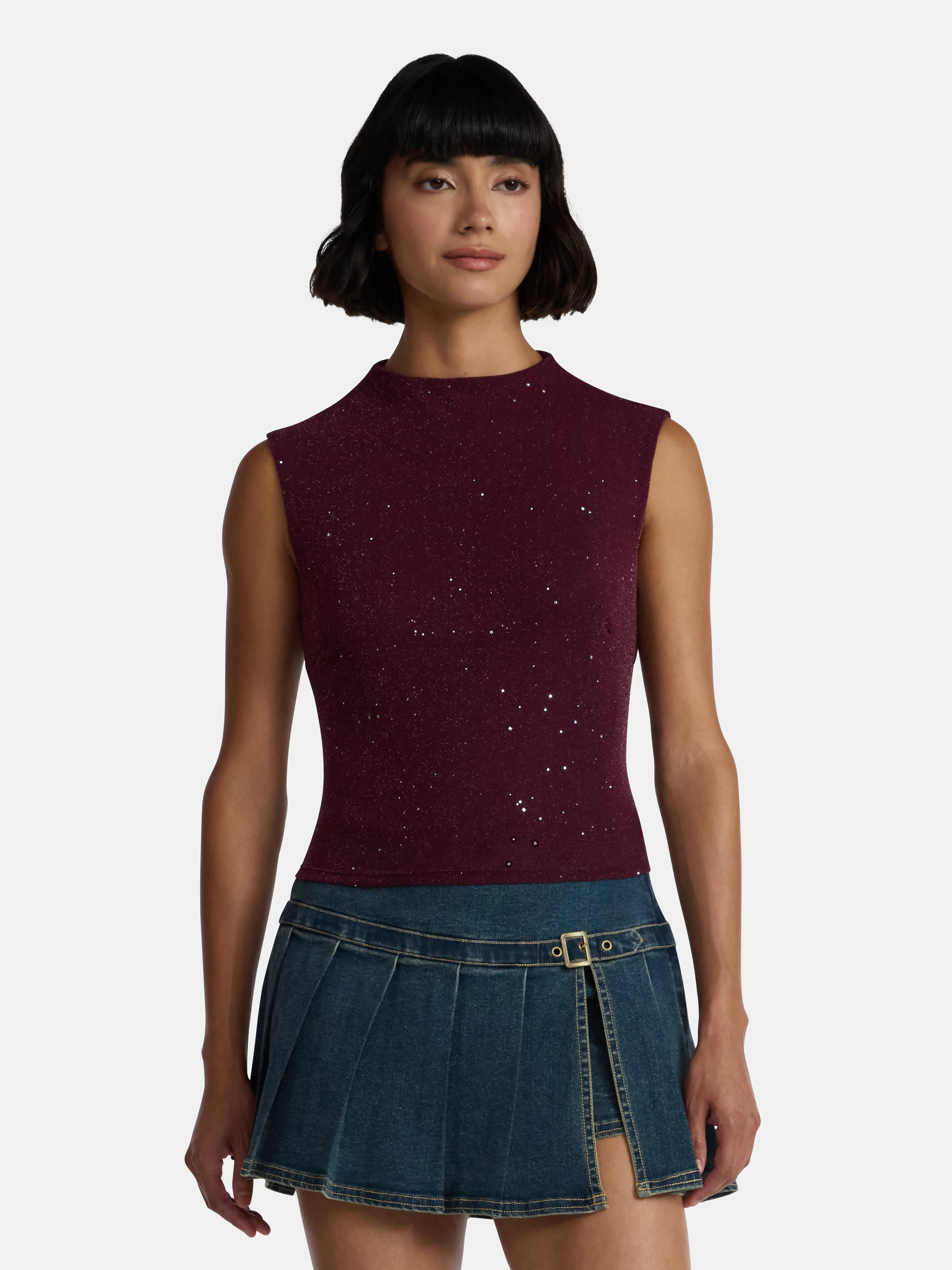 Madden NYC Women’s Sleeveless Sparkle Top | Walmart (US)