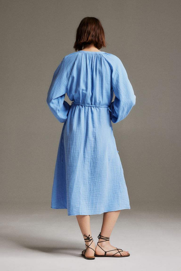 Tie-detail Double-weave Cotton Dress | H&M (US + CA)