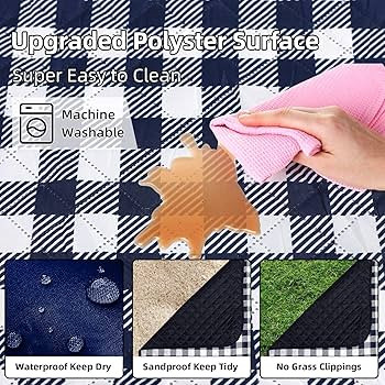 ZAZE Picnic Blankets Machine Washable, 80''x80'' Extra Large Waterproof Sandproof Foldable Compac... | Amazon (US)