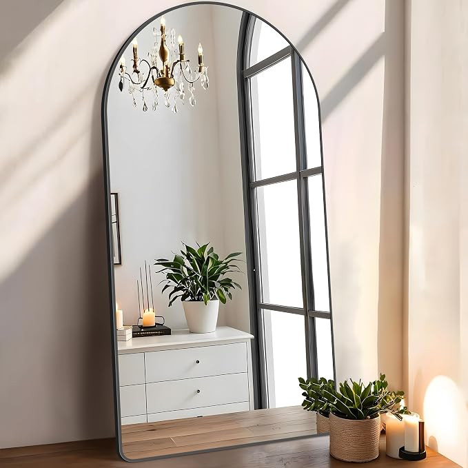 Arched Mirror 24x48 Inch, Black Arched Mirror Wall Mounted Modern Black Aluminum Frame Decor Larg... | Amazon (US)