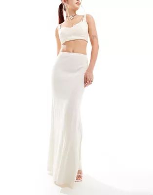 4th & Reckless knitted rib fishtail maxi skirt in cream | ASOS | ASOS (Global)