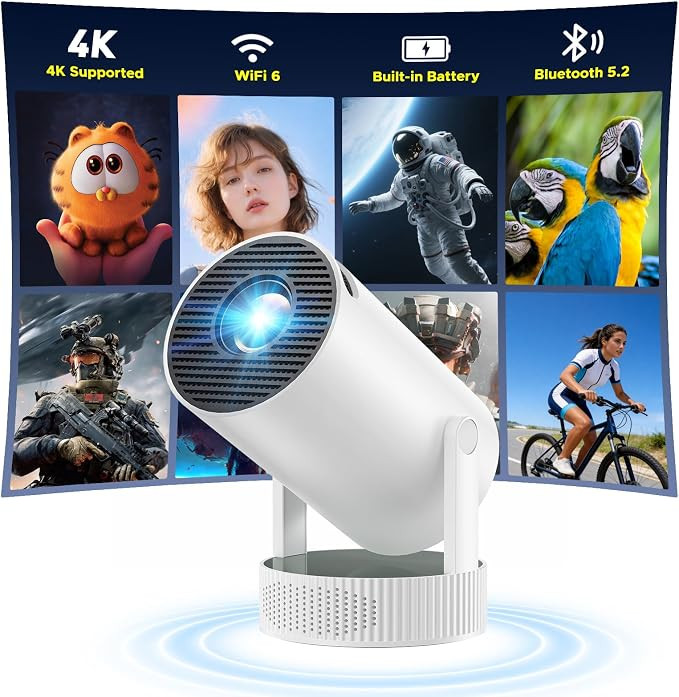 Mini Projector with WiFi and Bluetooth, Built-in Rechargeable Battery Support 4K Auto Keystone 22... | Amazon (US)