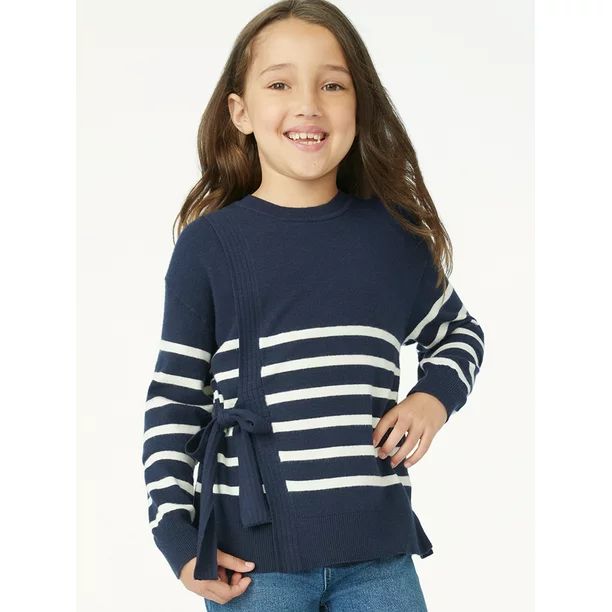 Free Assembly Girls Faux Wrap Sweater, Sizes 4-18 | Walmart (US)