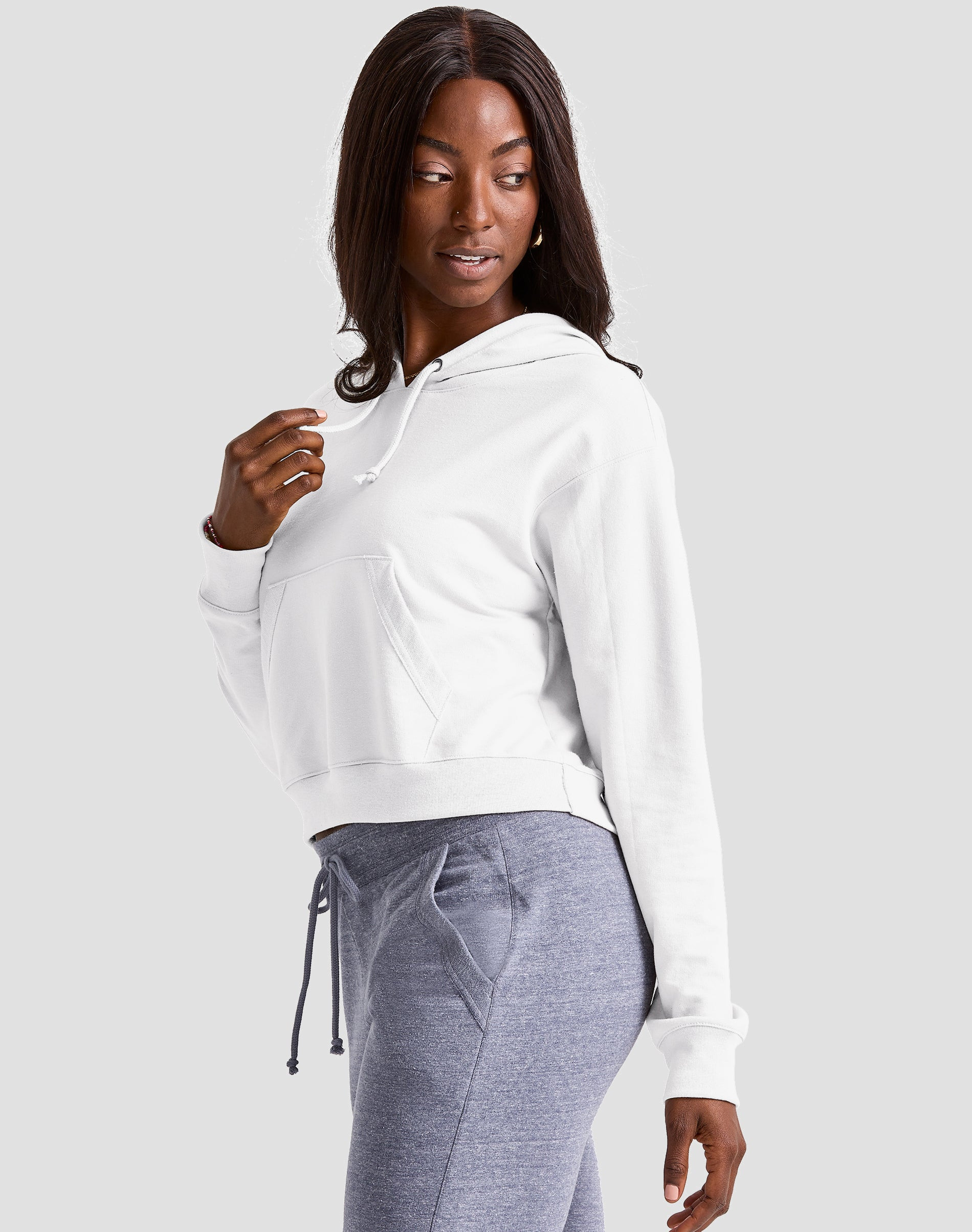 Hanes Originals Women's Hoodie French Terry Cropped Sweatshirt Hooded Relaxed Fit XS-2XL | Walmart (US)