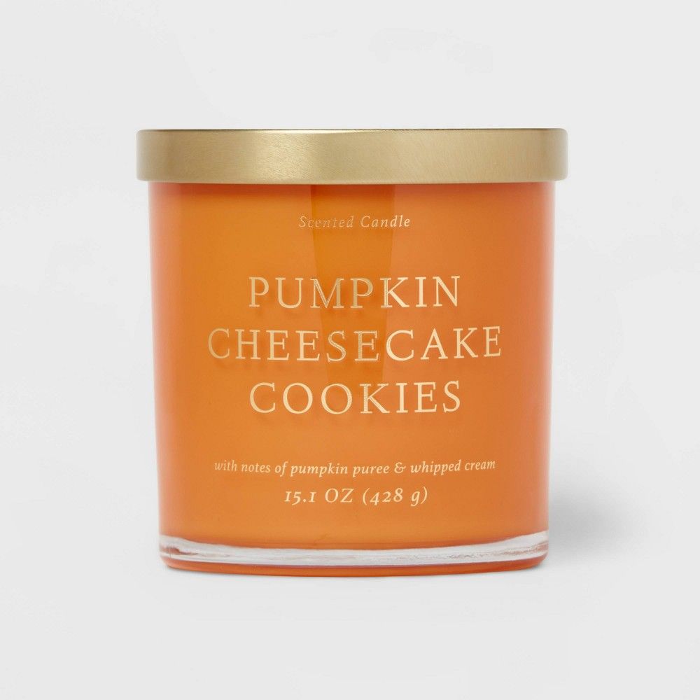 15.1oz Pumpkin Cheesecake Cookies Solid Color Glass Candle Orange - Opalhouse | Target