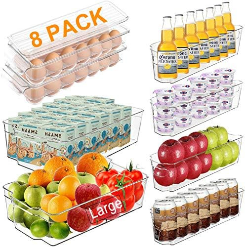 Alpacasso Fridge Organizer Storage Bins Stackable Freezer Kitchen Containers with Handles BPA Cle... | Amazon (US)