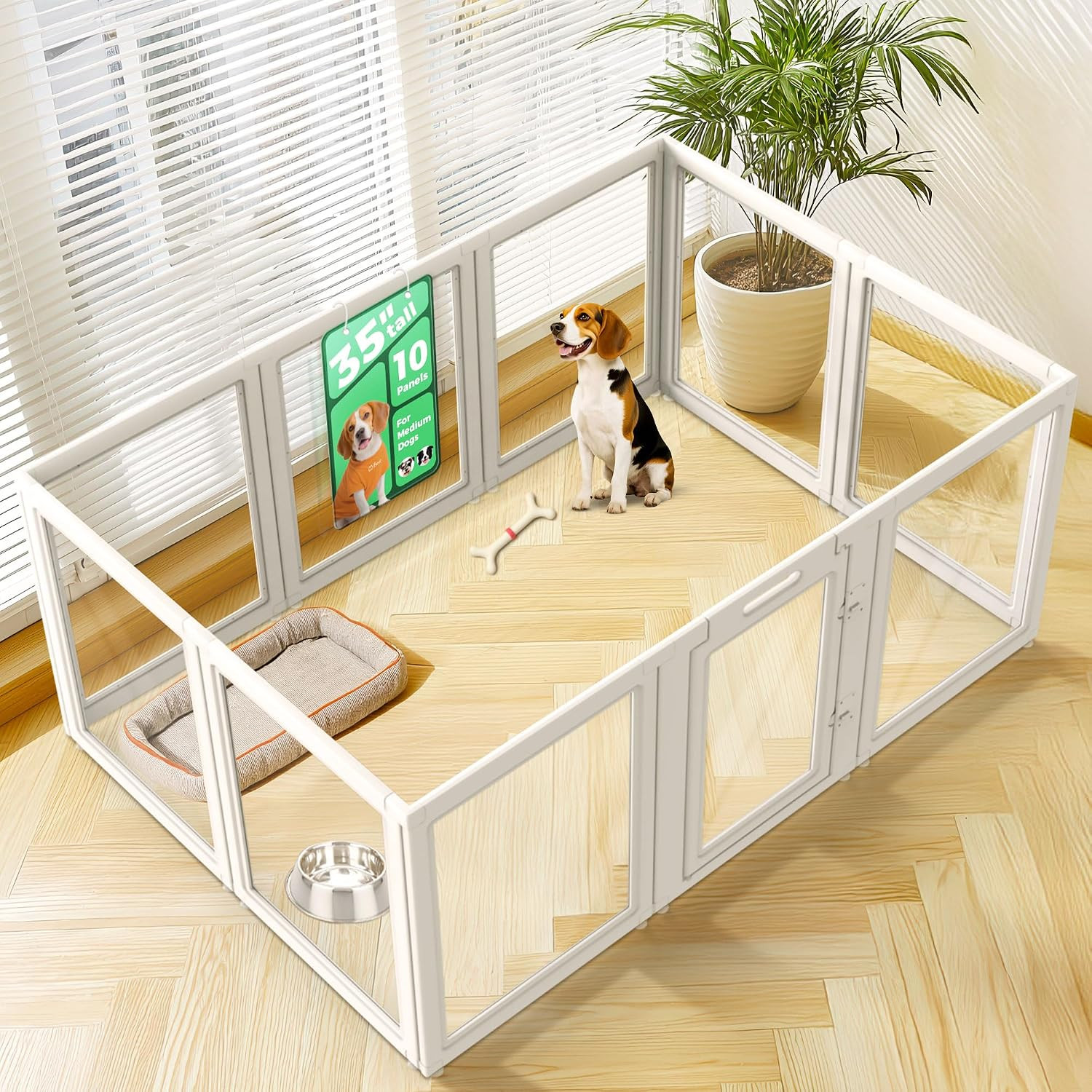 FXW AuraSpace Clear Acrylic Indoor Dog Playpen, 35" H, 10 Panels, White | Amazon (US)