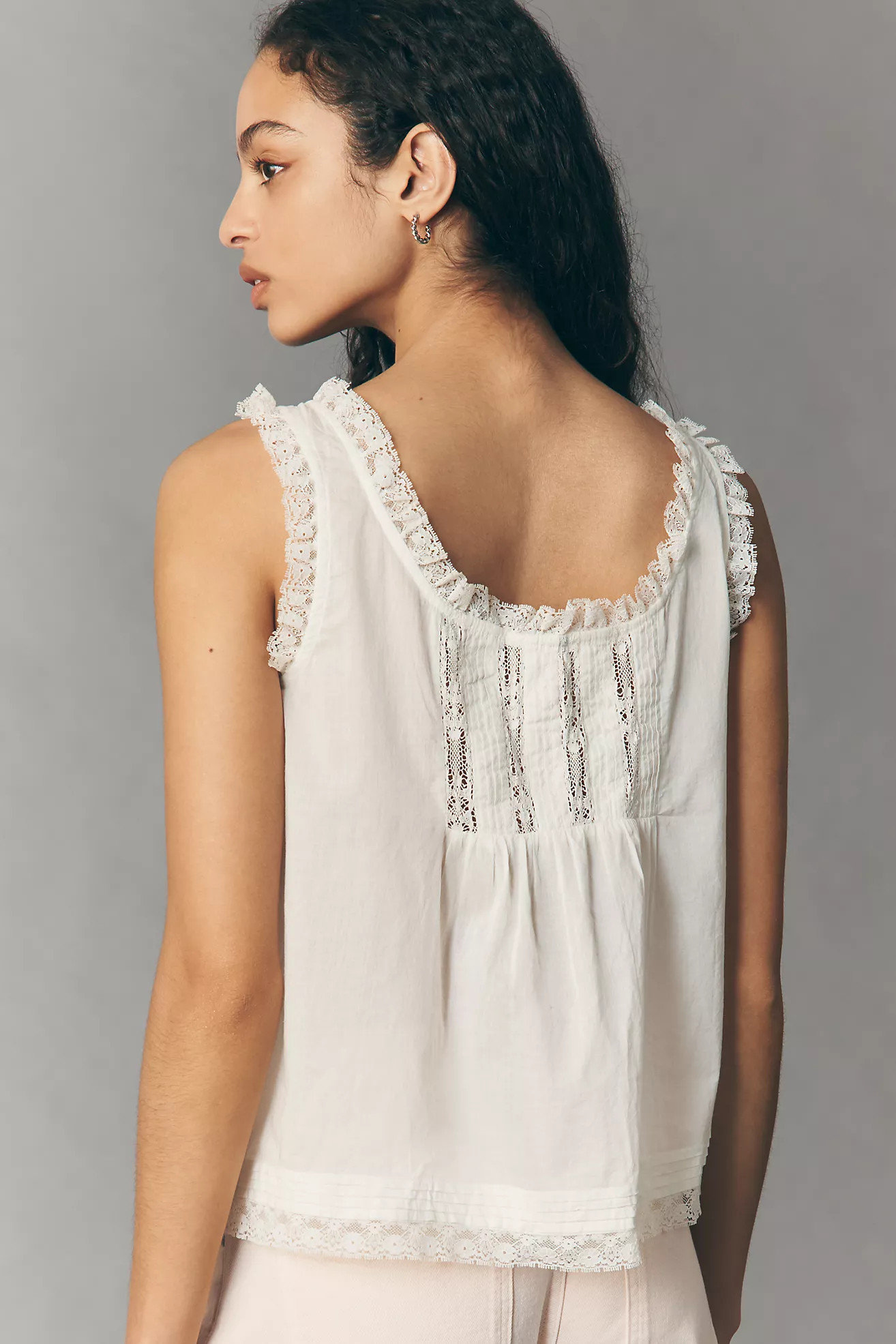 By Anthropologie Cotton Lace Ruffle Tank | Anthropologie (US)