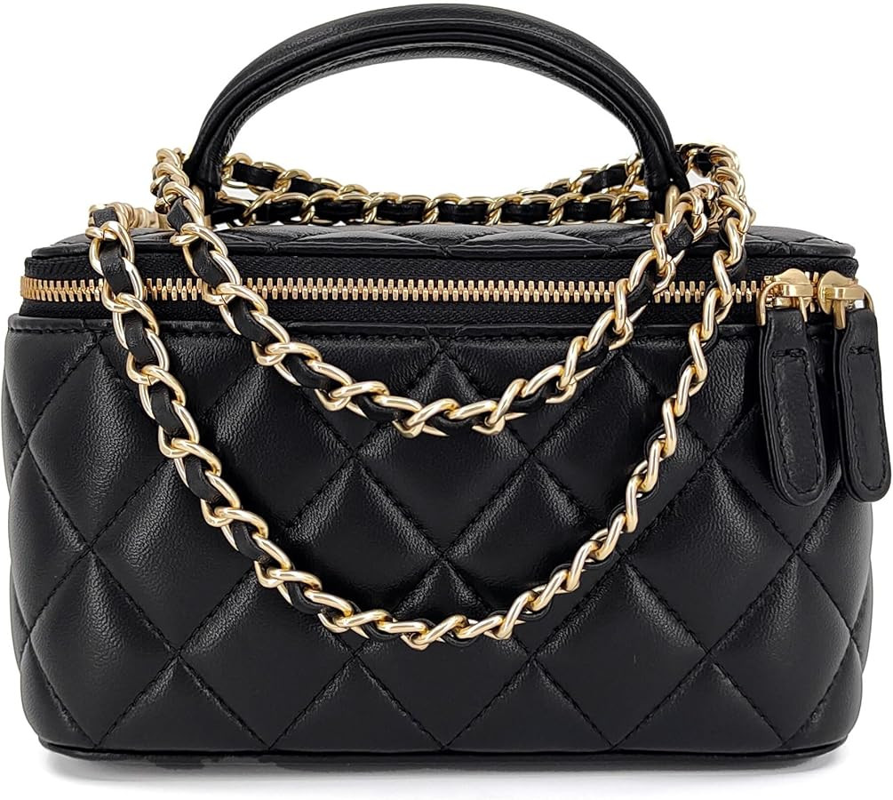 Small Genuine Leather Purse Quilted Crossbody Bag for Women, Mini Top-Handle Shoulder Handbag w/G... | Amazon (US)