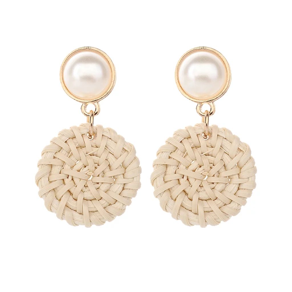 Earrings Bohemian Retro Style Handmade Pearl Rattan Geometric Gound Ladies jewelry | Walmart (US)