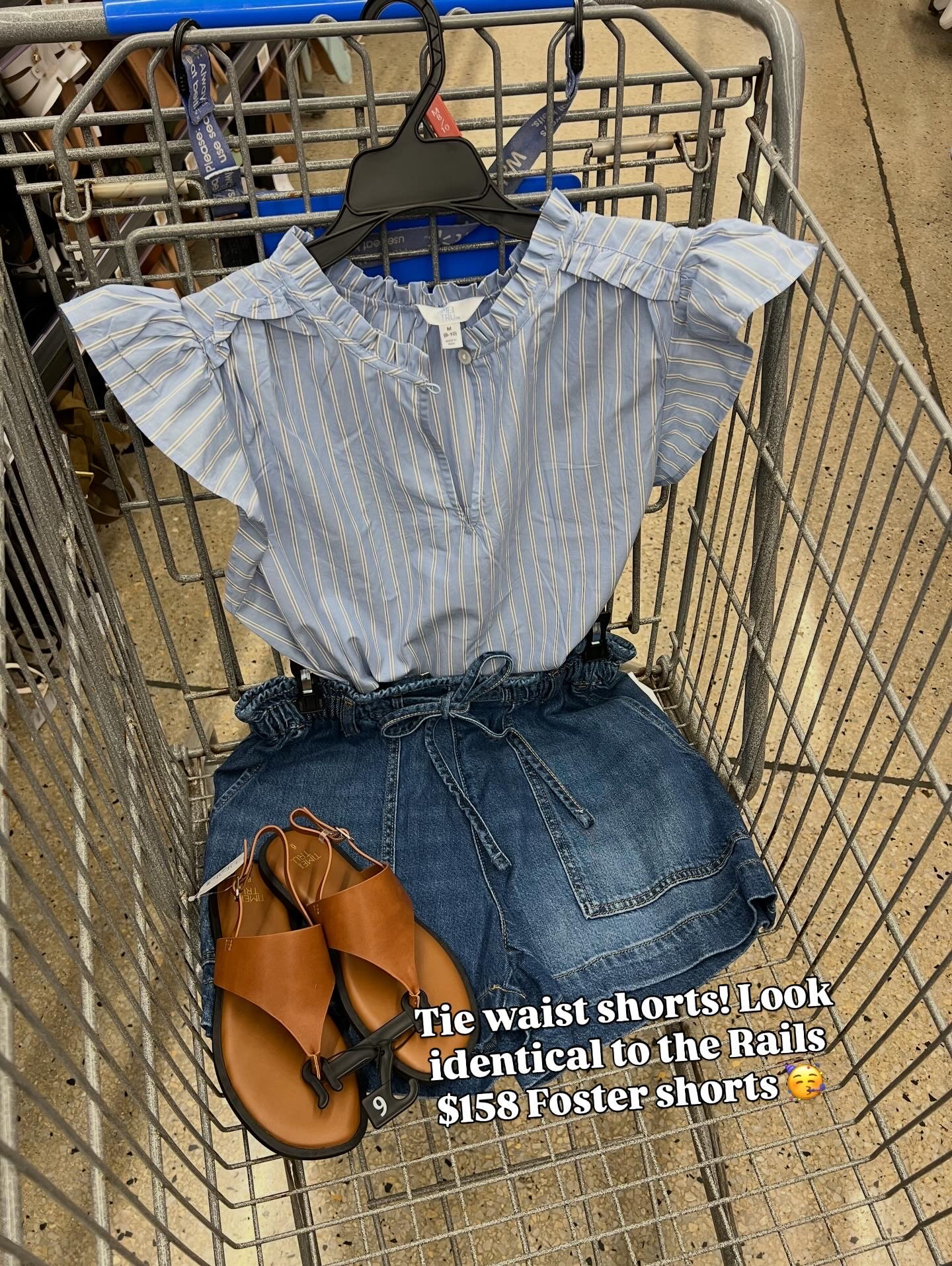 Walmart spring outfit idea with these tie waist shorts and flutter sleeve top. 