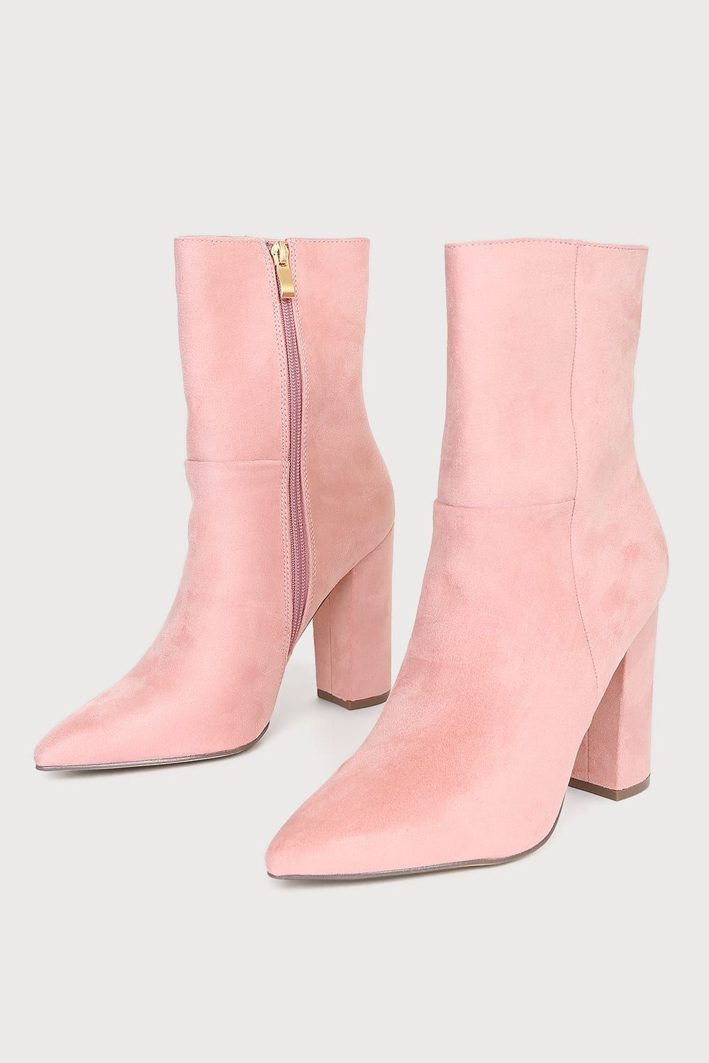 Dawson Pink Suede Pointed-Toe Mid Calf Boots | Lulus (US)