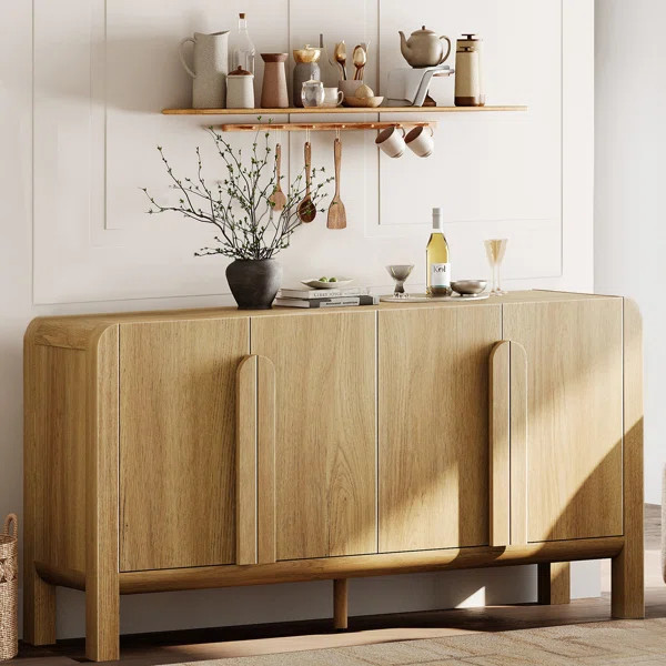 Adora Mid-Century 63" Wood Sideboard Buffet Cabinet With Storage, Modern Credenza With Doors And Adjustable Shelves For Kitchen Living Room, Dining Room | Wayfair North America