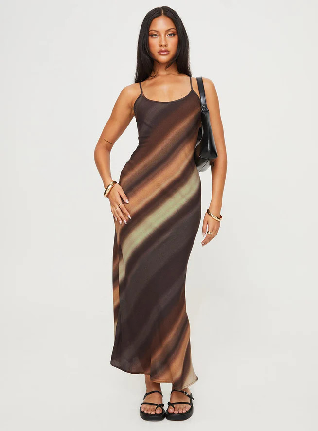 Otillie Maxi Dress Brown Multi | Princess Polly US