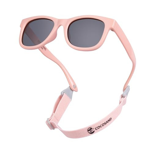 COCOSAND Flexible Polarized Baby Sunglasses with Strap UV Protection for Toddler Infant Newborn Girl Boy Age 0-24 Months, Baby Pink with Grey Lens | Amazon (US)