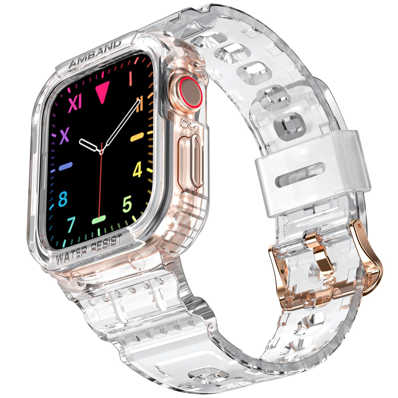 amBand Compatible with Apple Watch Series 9/8/7/SE (2nd)/SE/6/5/4/3 Bands Clear for Women 41mm/40... | Amazon (US)