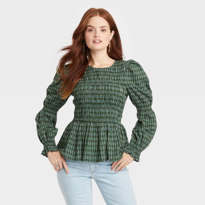 Women's Puff Long Sleeve Smocked Blouse - Universal Thread™ | Target