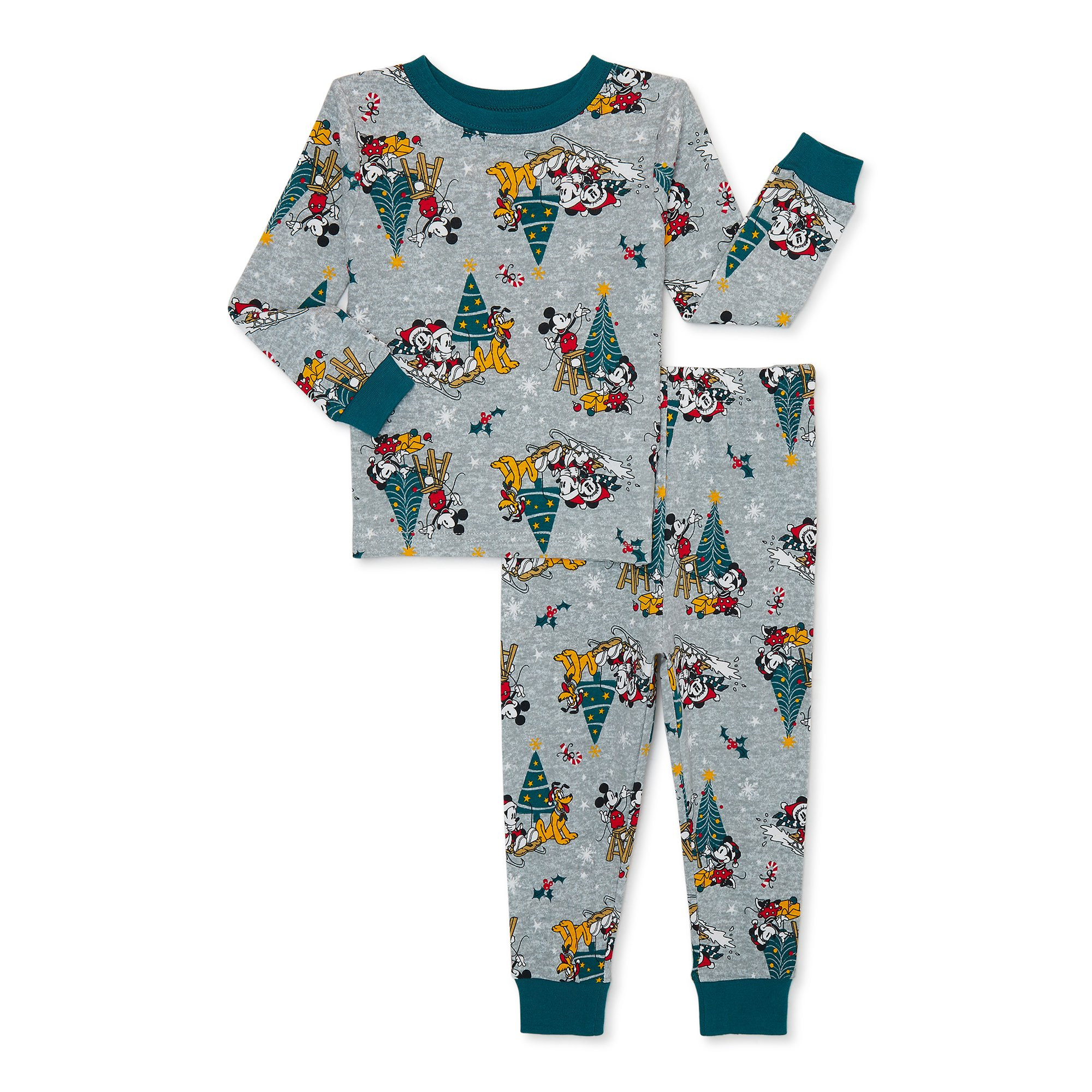 Mickey Mouse Christmas Holiday Toddler Boy and Girl Unisex Cotton Pajama Set, 2-Piece, Sizes 12M-... | Walmart (US)