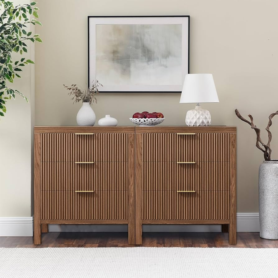 6 Drawer Dresser, Chest of Drawers Organizer with Waveform Panel, Large Fluted Dresser with Wide ... | Amazon (US)