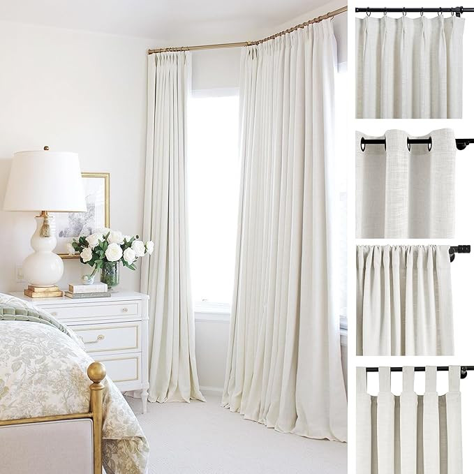 ChadMade Custom Curtain Drapery Polyester Linen Curtain, for Traverse Rod & Rod & Track, Living R... | Amazon (US)