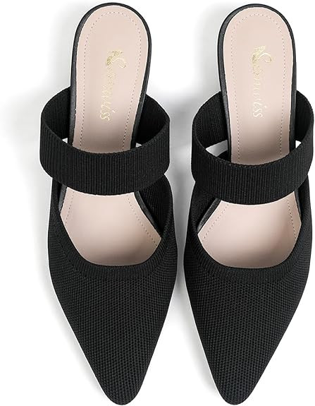 Semwiss Pointed Toe Mules for Women Chunky Low Heeled Sandals Breathable Backless Mesh Knit Slip ... | Amazon (US)