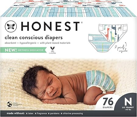HONEST Company, Club Box Clean Conscious Diapers, Teal Tribal + Multi-Color Giraffes, Size Newbor... | Amazon (US)