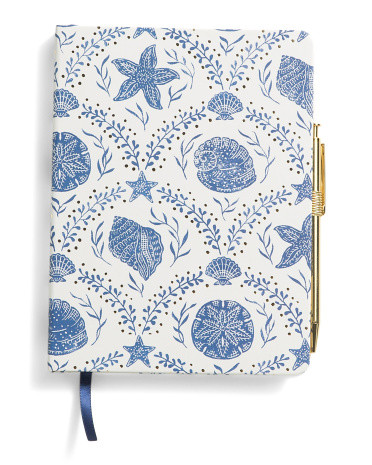 6x8 Shell Print Journal With Pen | TJ Maxx