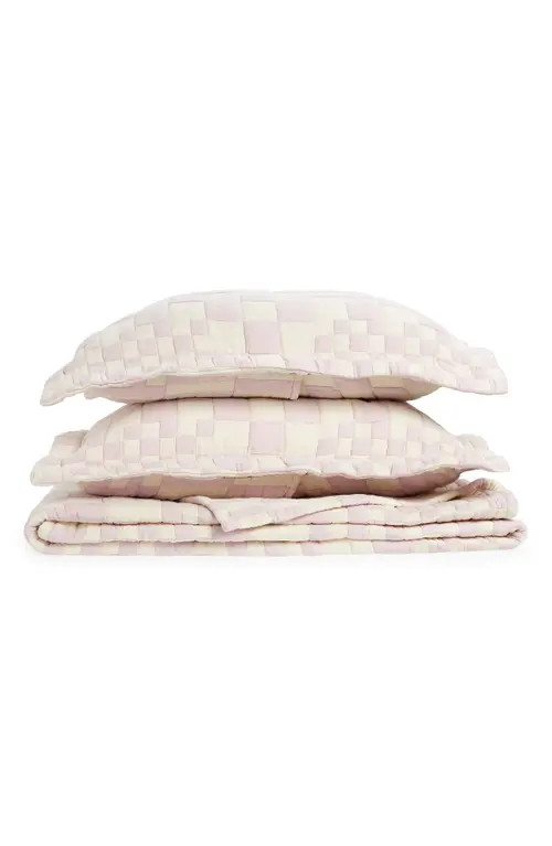 Dusen Dusen Check Jacquard Coverlet & Sham Set in Check Lilac at Nordstrom, Size King | Nordstrom