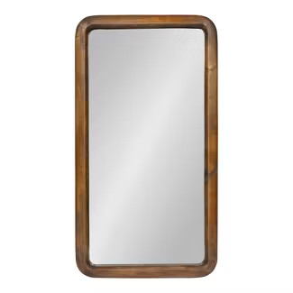 17" x 32" Pao Framed Wood Wall Mirror Walnut Brown - Kate and Laurel | Target