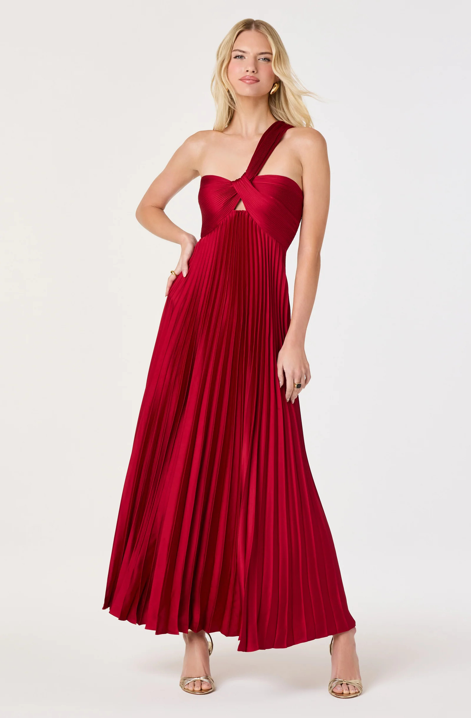 Rasya One-Shoulder Pleated Maxi Dress | ASTR The Label (US)
