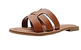 The Drop Women's Monika Flat H-Band Slide Sandal, Faux Leather Mocha, 5.5 | Amazon (US)