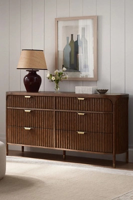The Isla Fluted-Wood Six-Drawer Dresser | Anthropologie (US)