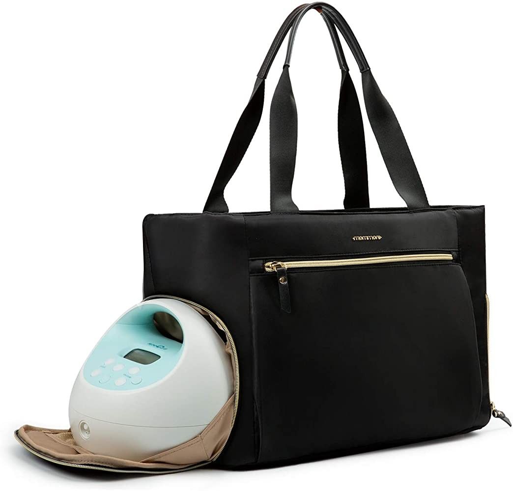 mommore Breast Pump Bag Diaper Tote Bag with 15 Inch Laptop Sleeve Fit Most Breast Pumps like Medela | Amazon (US)