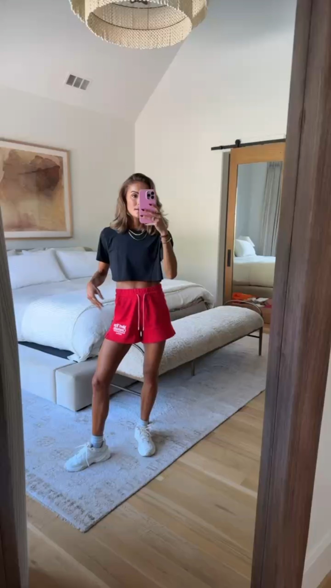 y’all know i have a weakness for sweat shorts. love the red + they’re the perfect length! @lululemon #lululemoncreator  #ad