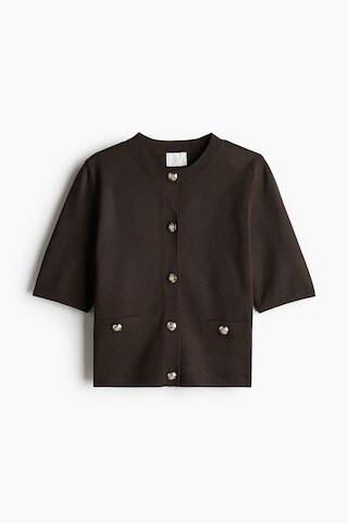 Fine-knit cardigan - Dark brown - Ladies | H&M GB | H&M (UK, MY, IN, SG, PH, TW, HK)