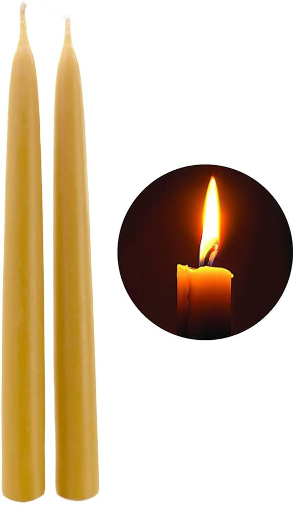Natural Beeswax Taper Candles, DEYBBY Long Burning Handmade 10" Tapered Candlesticks, 9Hrs Burn T... | Amazon (US)