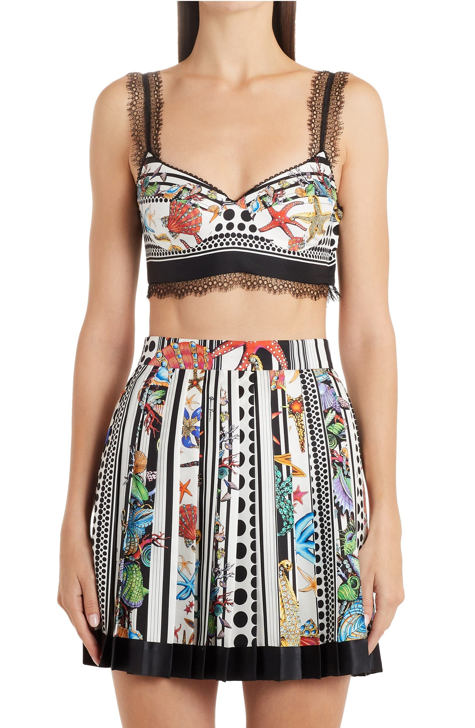 Trésor de la Mer Print Silk Twill Crop Bustier Top | Nordstrom