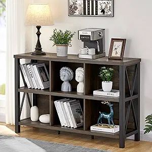 FATORRI Rustic 6 Cube Storage Organizer with Shelf, Wood and Metal Cubby Bookcase, Industrial Hor... | Amazon (US)